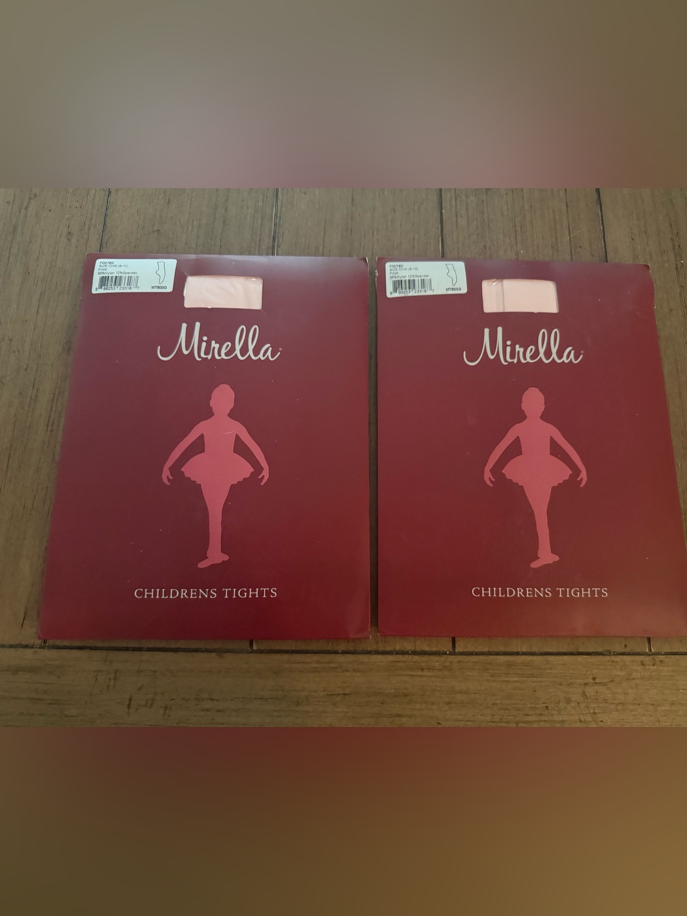 TWO NEW Mirella Footed Children's Tights in Light Pink Size 8-10